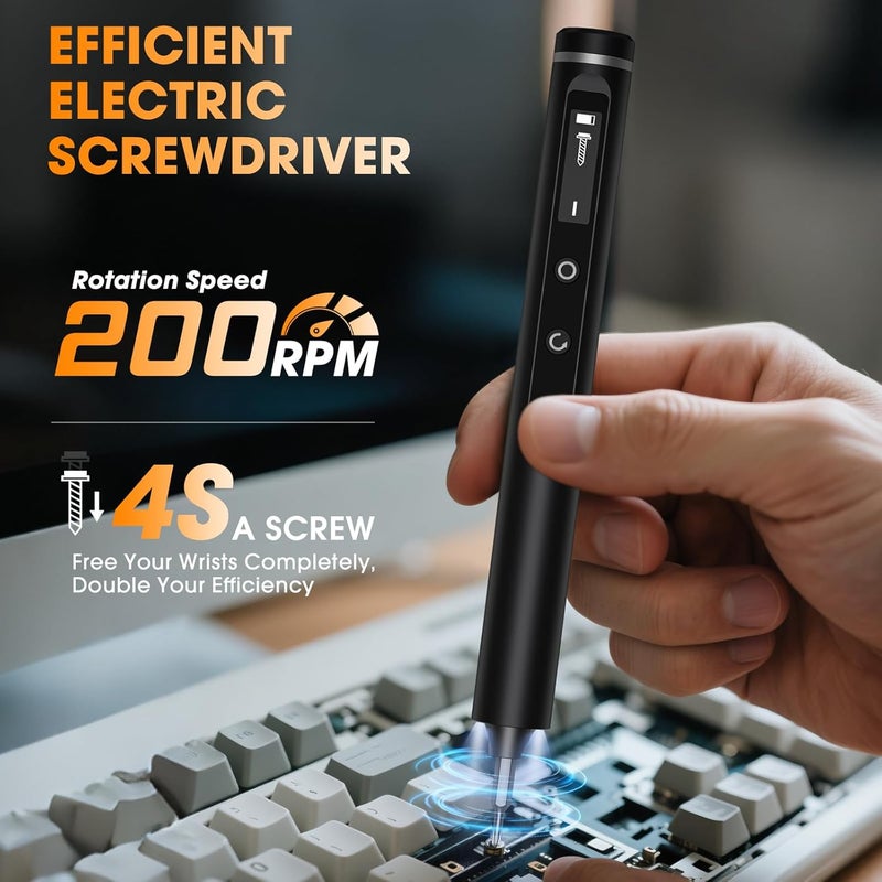 Tanso Mini Electric Screwdriver Set,3.7V Cordless Precision Screwdriver Set with 50 in 1 Magnetic Bits,Magnetic Storage,5 Torque Setting,LED Display,Small Repair Tool Kit for Computers,Phones,Watches - Image 4